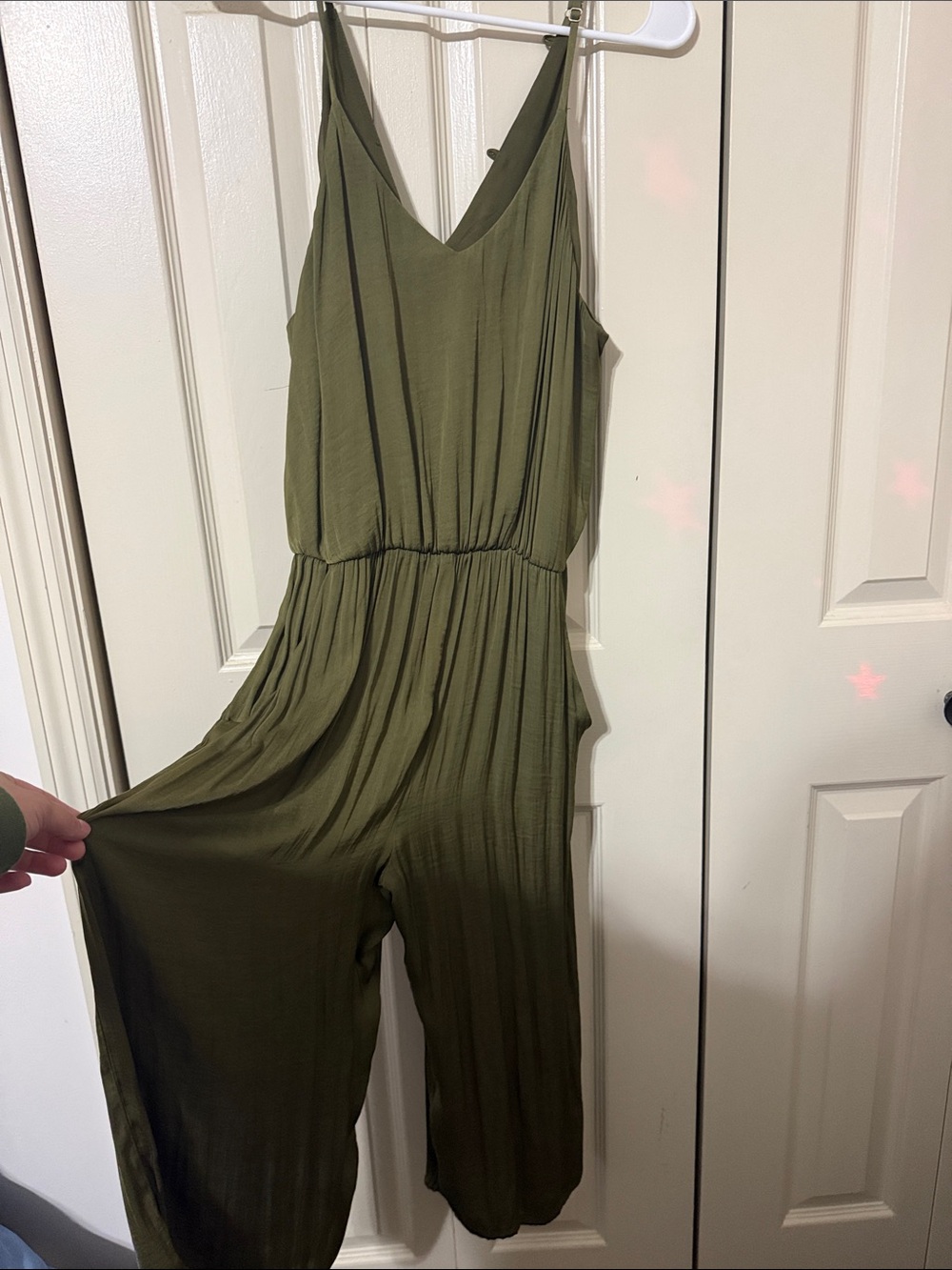 Xhilaration Olive Green V-Neck Wide-Leg Jumpsuit